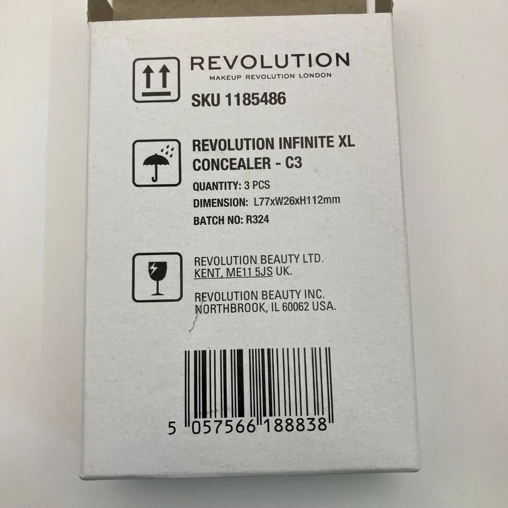 Revolution Infinite XL Concealer C3 3pcs Longwear Niacinamide Crease-Proof 3pack